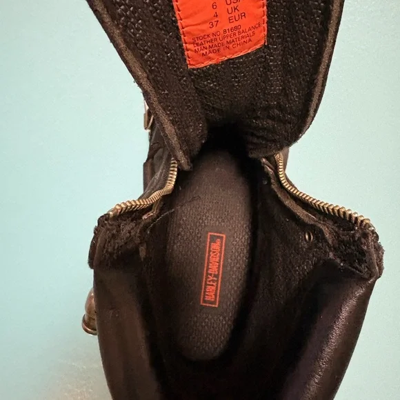 Harley-Davidson Black Motorcycle Boots with Silver Accents Size 6 NWOB - Picture 7 of 8